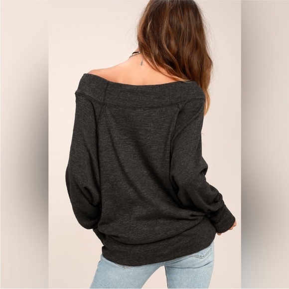 Free People Palisades loose fit off shoulder sweater top Gray Size Small - Picture 3 of 12